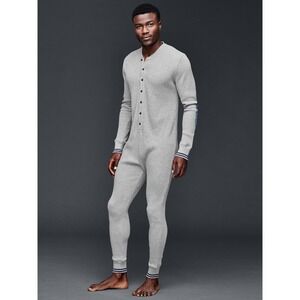 Gap Union Suit Unisex XS Grey Thermal Waffle Knit One Piece Pajamas